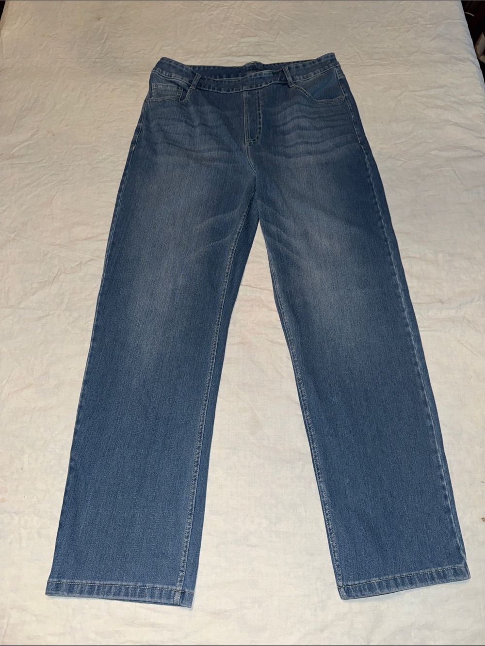 Halara Flex High Waisted Straight Leg Pull On Jeans Medium Blue